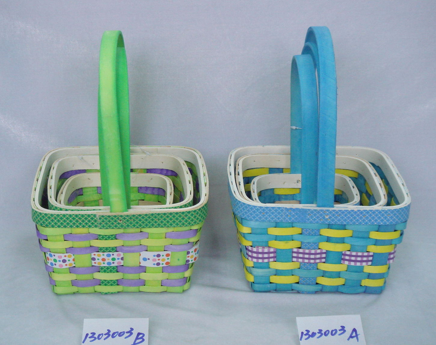 Wood Chip Hand Made Basket(1303003 A-B)